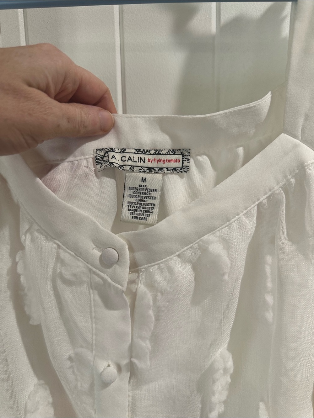 A. Calin by Flying Tomato Ivory 3D Floral Mini Dress M Cottagecore Boho Bridal - Picture 5 of 5